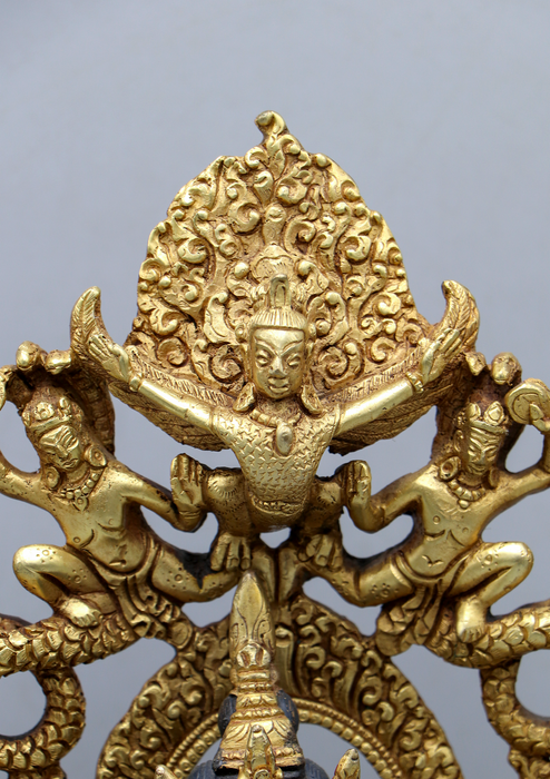 Maitreya Buddha 24 K Gold Copper Statue 13.5" H