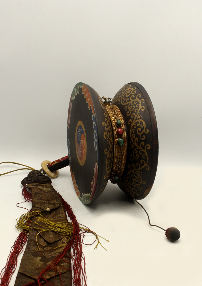 Handpainted Tibetan Shamans Chod Drum Damaru