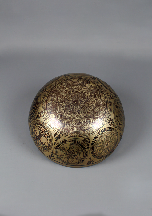 Hand Painted Avalokiteshvara Singing Bowl D Note Red