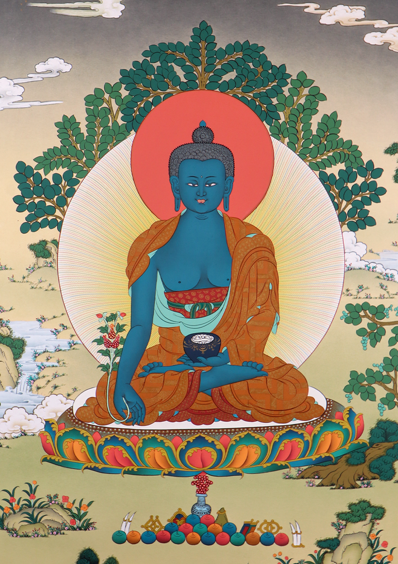 Medicine Buddha  Tibetan Thangka Painting (Meditation Series)