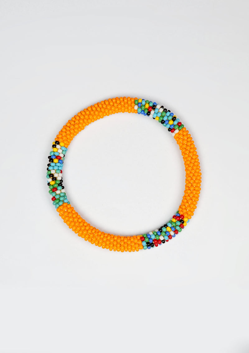 Golden Sunshine with Joy Nepalese Roll Bead Bracelet