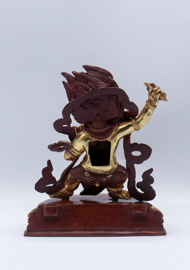 Copper Partly Gold Plated Vajrapani Statue 8.5"H