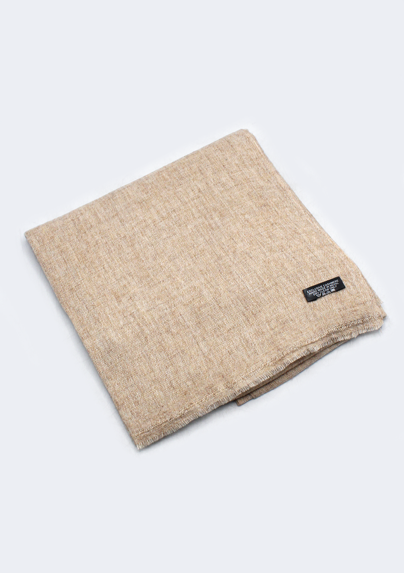 Cream Gray Mix Wool Cashmere Shawl