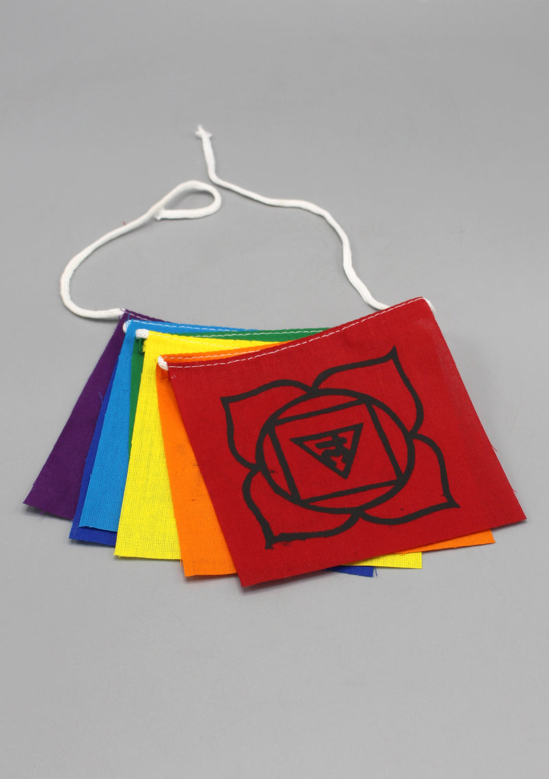 Seven Chakra Symbol Poly-Cotton Prayer Flags