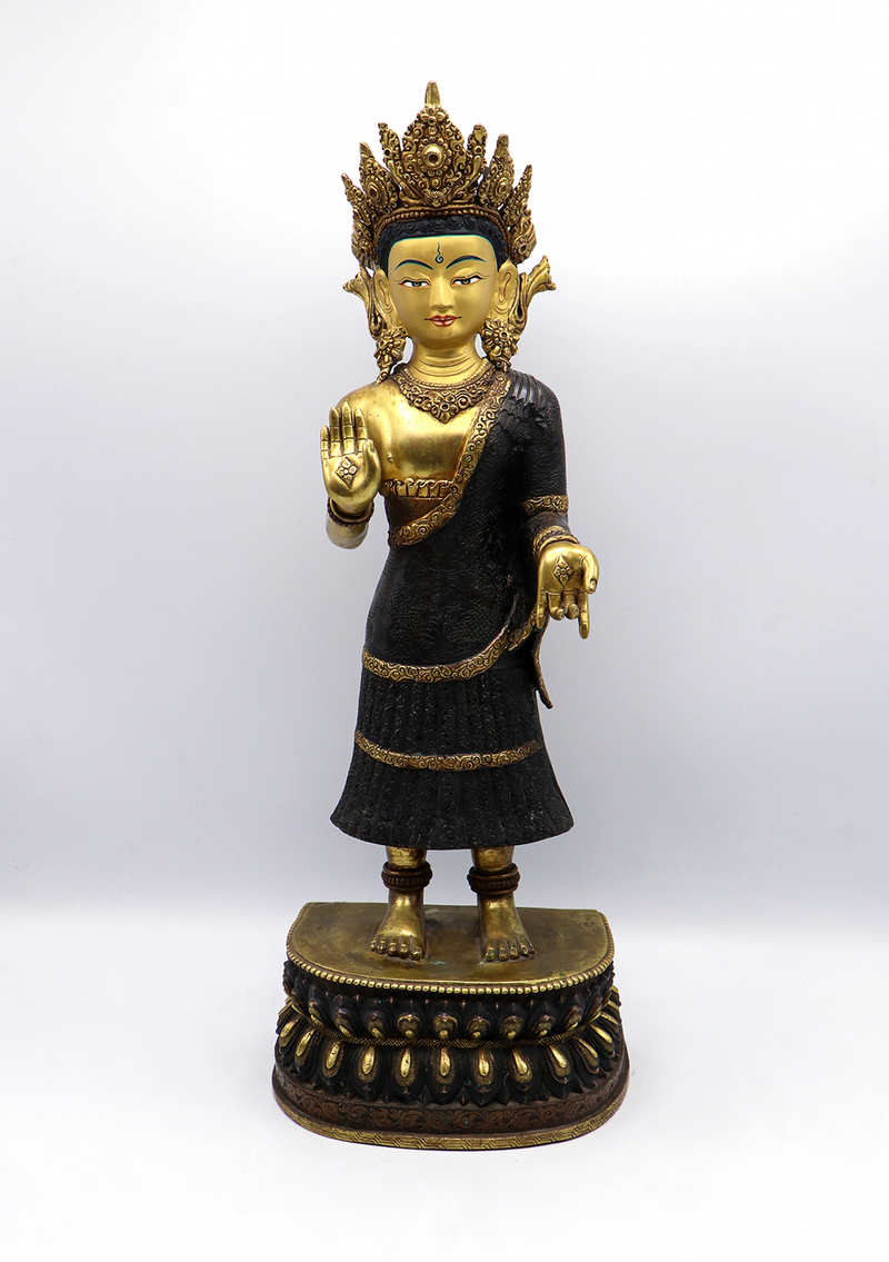 Dipankar Buddha 24 K Gold Copper Statue 19"H