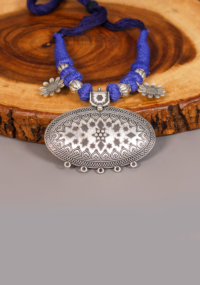 Elegant White Metal Tribal Style Pendant from Nepal