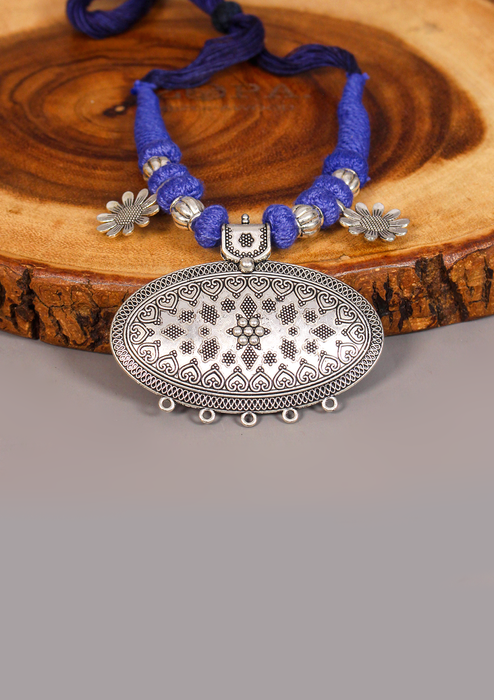 Elegant White Metal Tribal Style Pendant from Nepal