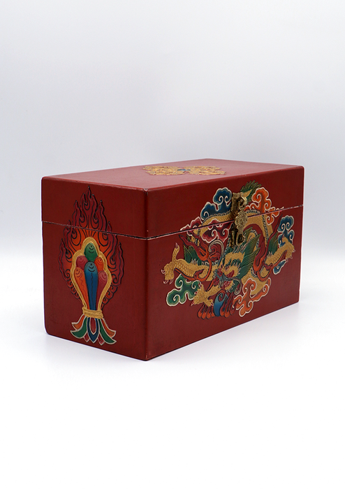 Handpainted Tibetan Dragon Wooden Box 10"