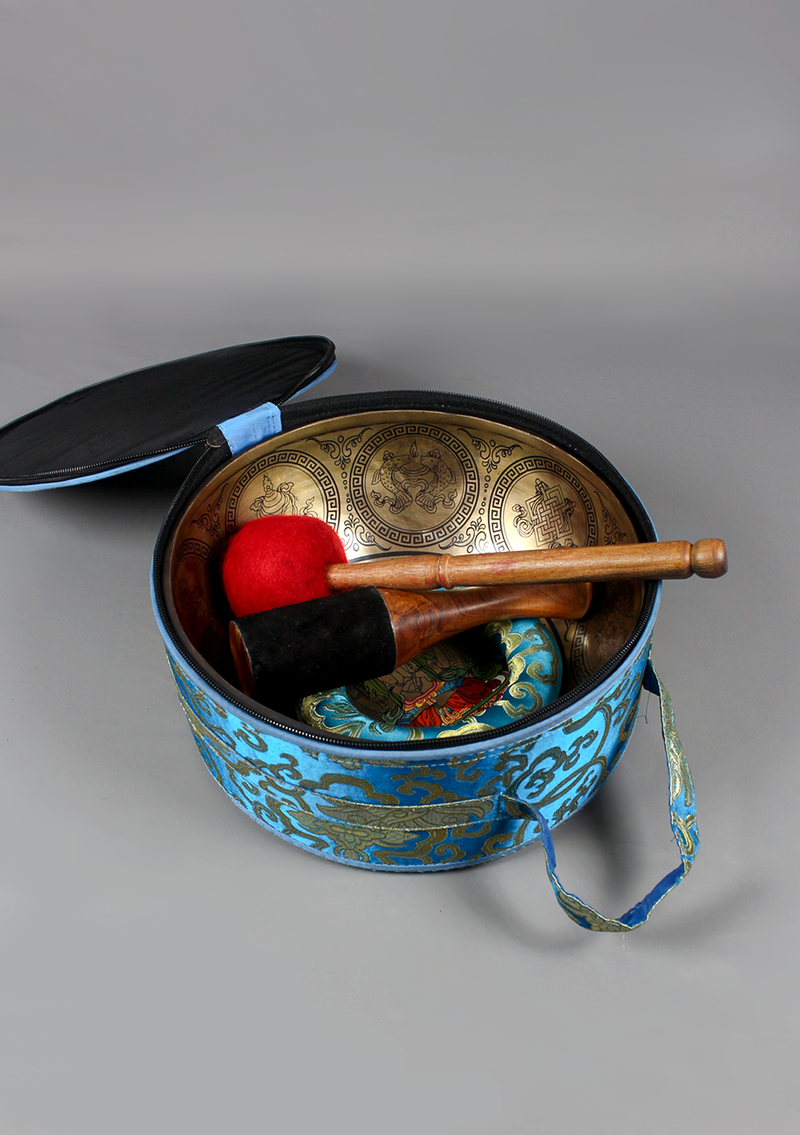 Hand Painted Chenrezig Singing Bowl C Note Blue