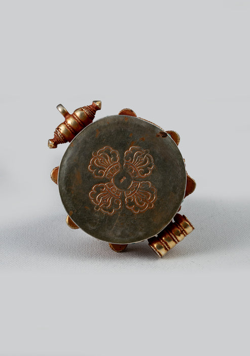 925 Silver Tibetan Ghau with Gold Plating - Double Dorjee & Eight Auspicious Symbols