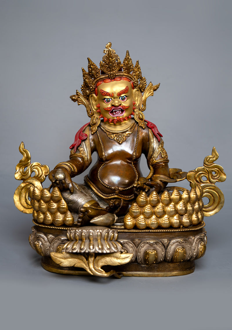 Partly Gold Plated Dzambhala Statue 16"H