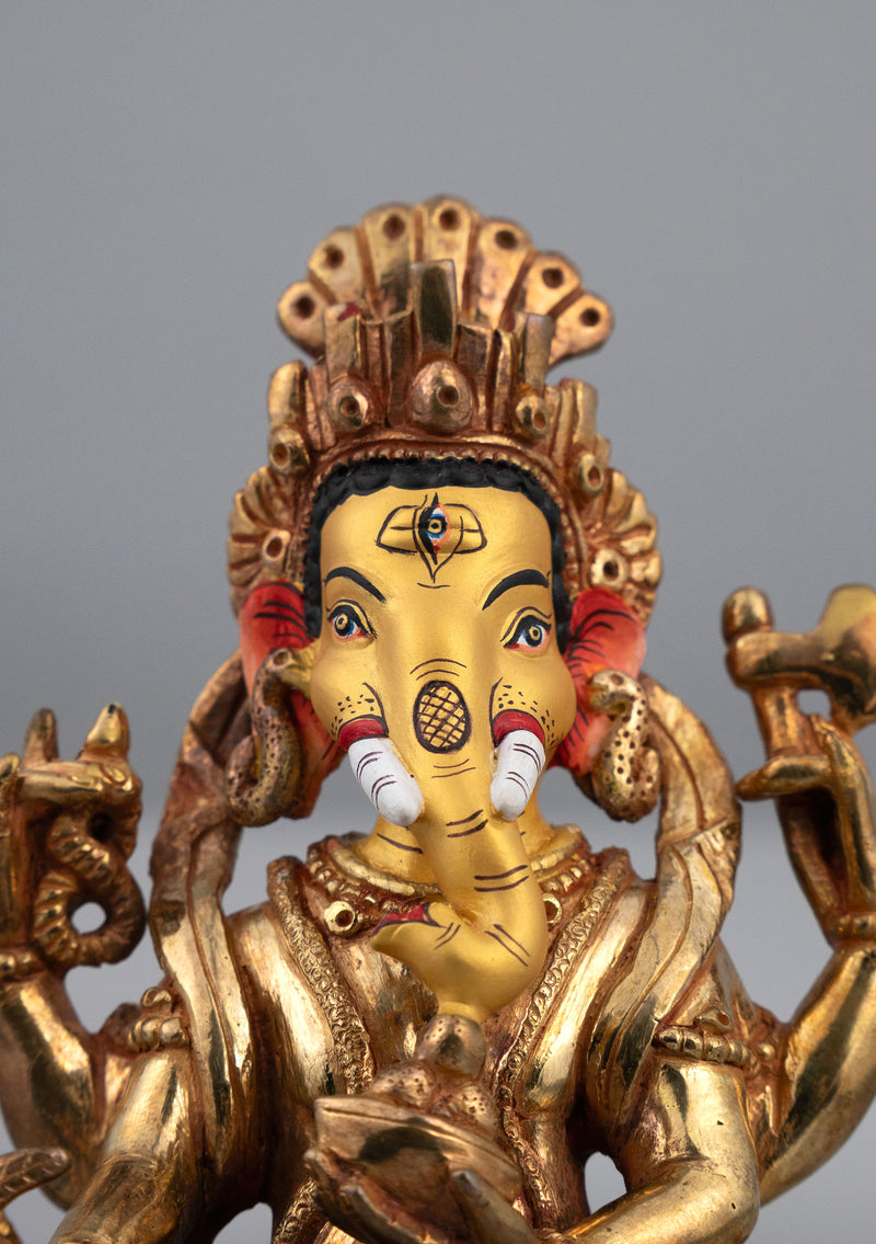 Partly Gold Plated Ganesh Statue 4.75" H