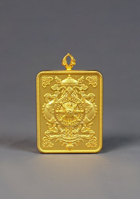 Green Tara  Mini Thangka Amulet Gold Color Frame