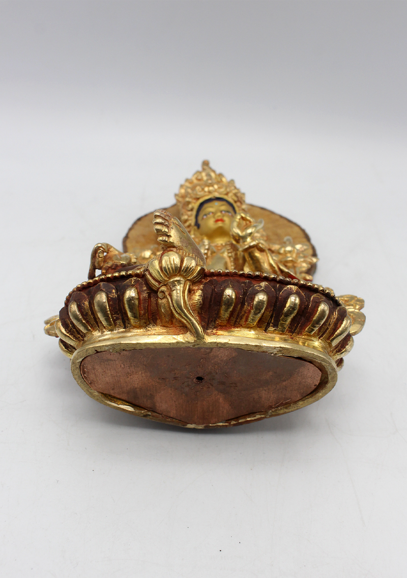 Gold Plated Green Tara Statue 6"H