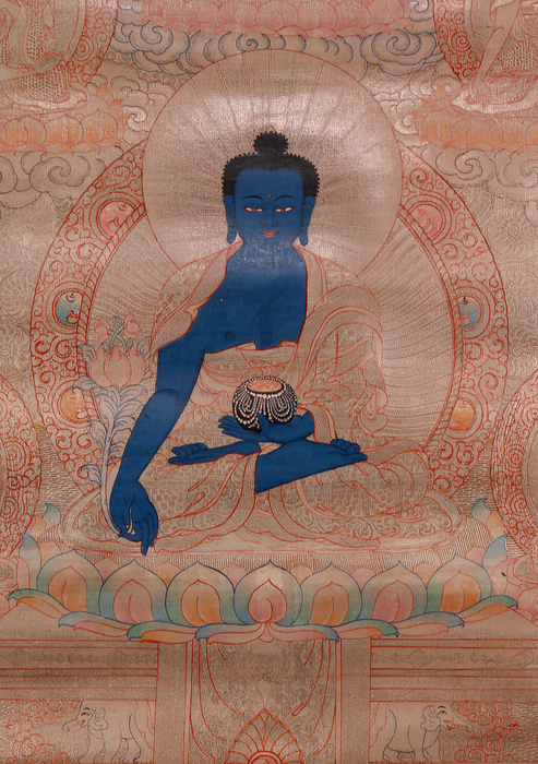 Medicine Buddha Brocade Thangka Painting