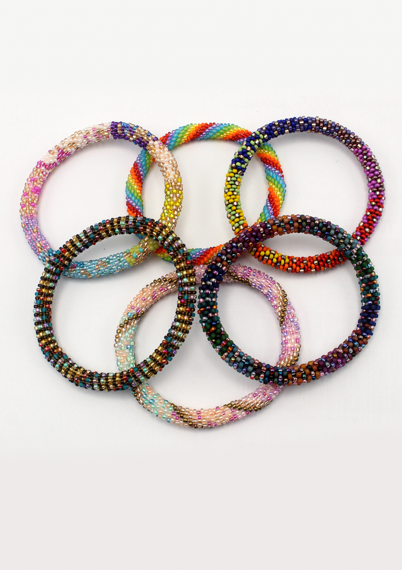 Bohemian Style Roll on Beads Bracelet Six Color Set