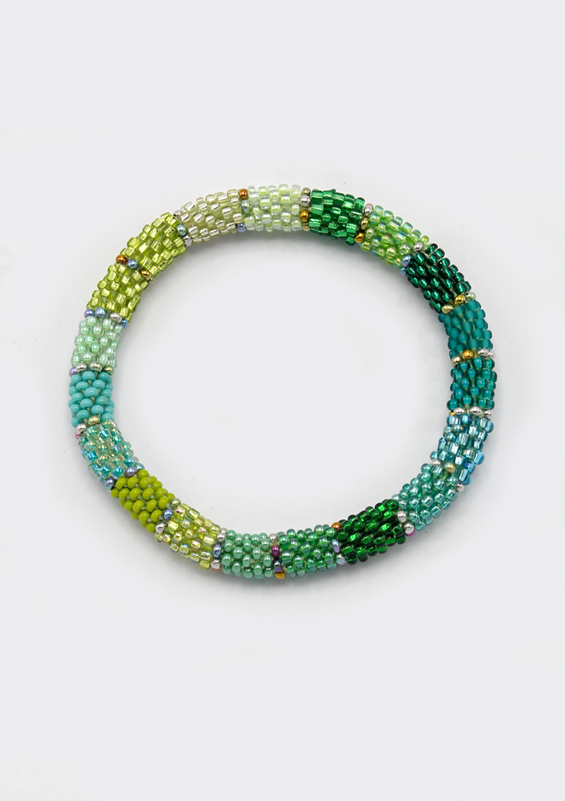 Roll on Beads Green stripe Bracelet - NEW BATCH