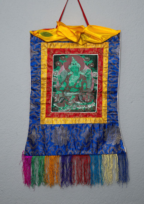 Tara Embroidered Silk Brocade Fabric Thangka