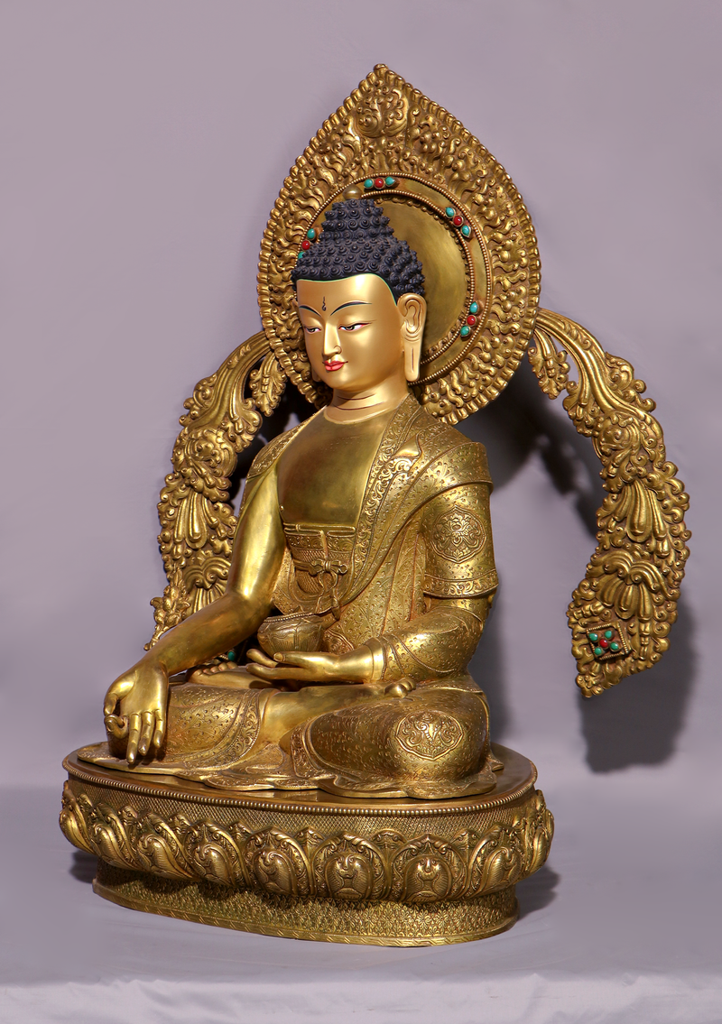 Mastercrafted 24 K Gold Gilded Medicine Buddha Statue 25"H
