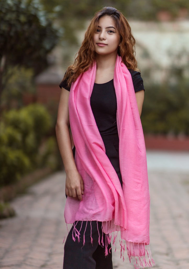 Georgous Pink Shiney Water Pashmina Shawl