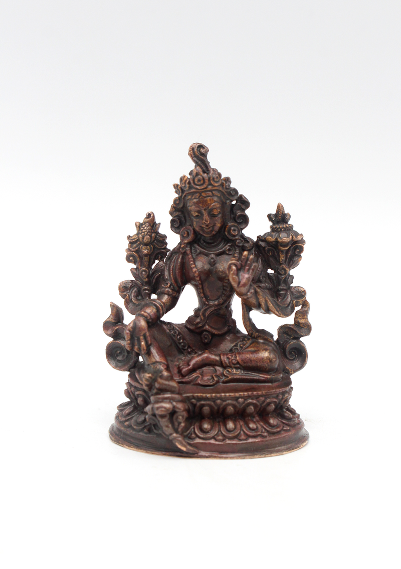 Copper Mini Green Tara Statue 2"