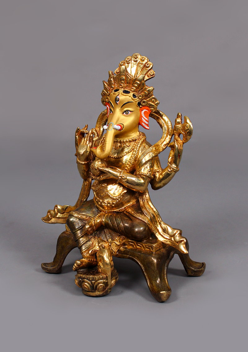 Partly Gold Plated Ganesh Statue 7.5" H
