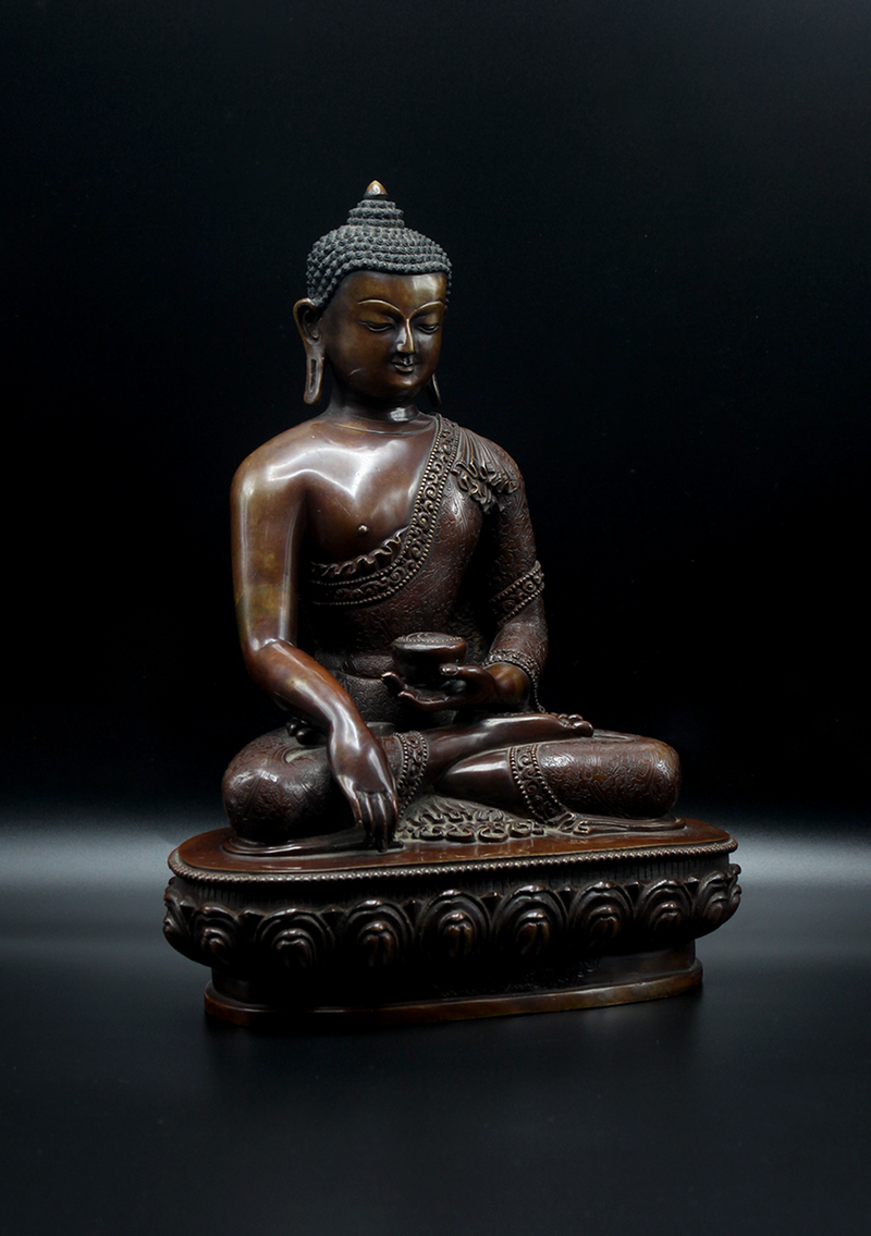 Copper Oxidized Masterpiece Shakyamuni Buddha Statue 11"