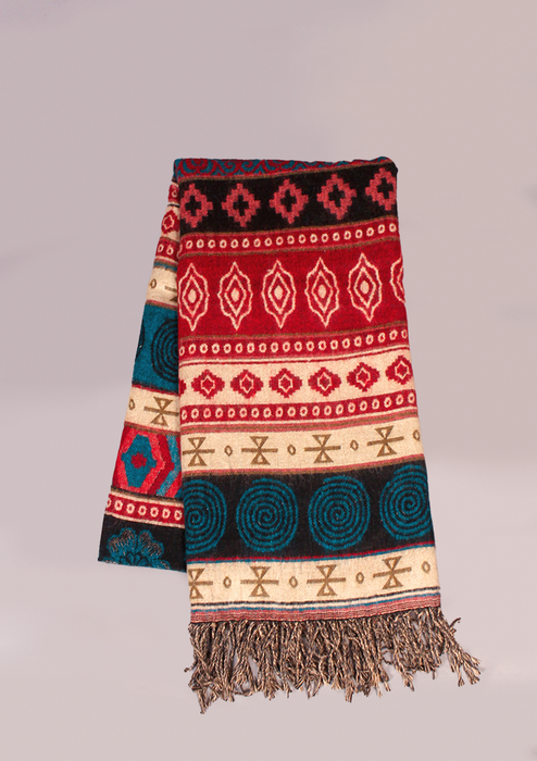 Handloomed Swirl Pattern Woolen Shawl - Anarkali