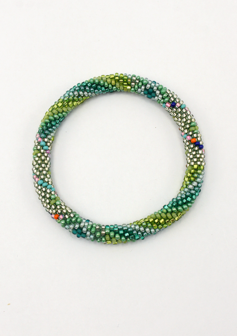 Mixed Green Roll on Beads Bracelet