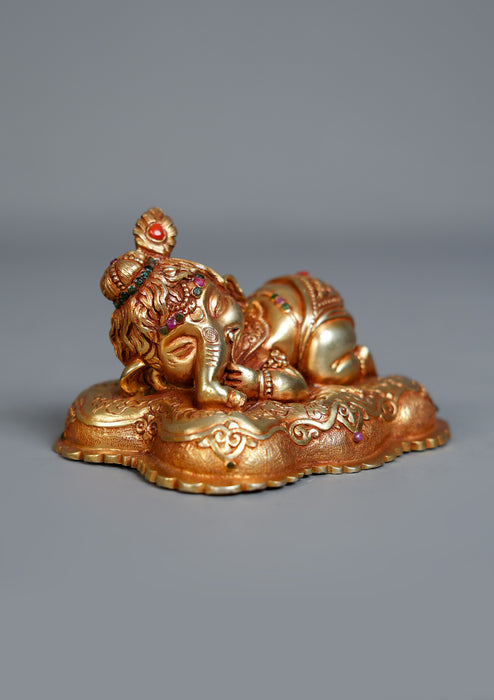 Handmade Copper  Gilded  Ganesh Idol for Home Décor & Spiritual Blessings
