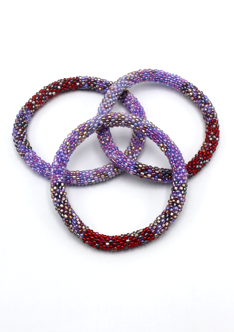 Purple Rain Roll on Beads Bracelet