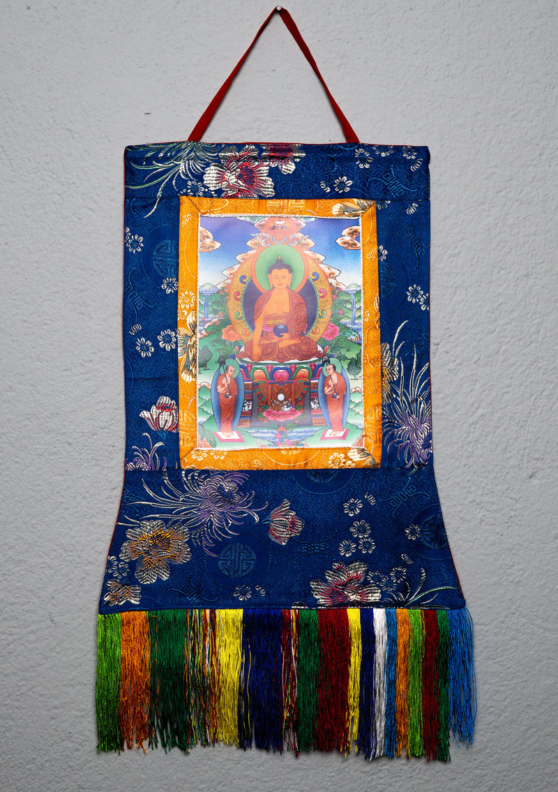 Brocade Framed Buddhist Deity Wall Hanging