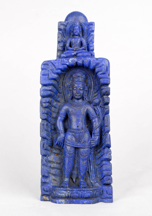 Lapislazuli Carved Standing Lokeshwor with  the Amitabha Statue