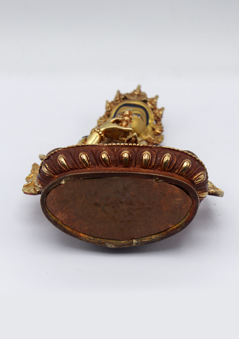 Partly Gold Plated Copper Vajrasattva Statue 5.5"H