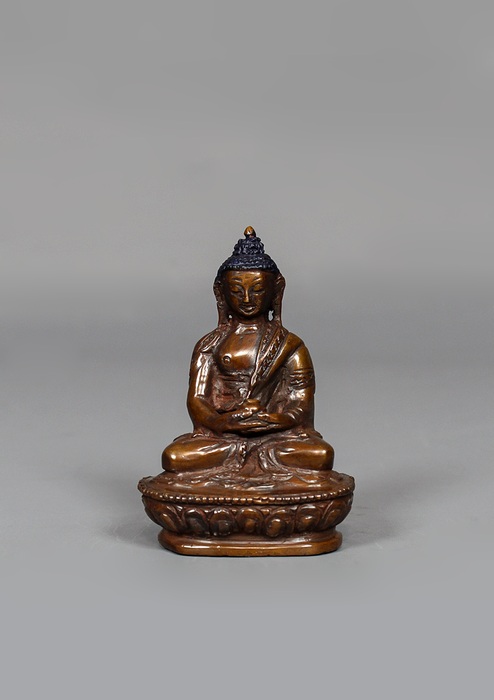 Oxidized Copper Amitabh Buddha Statue 3.5" H