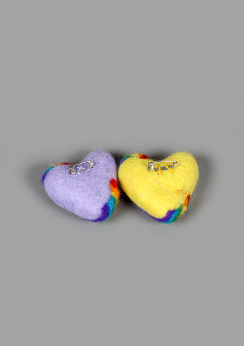 Felt Woolen Heart Shaped Rainbow Brooch