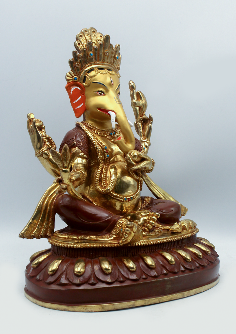 Ganesha 24 KG Gold Copper Statue 12"H SHREE GANESH
