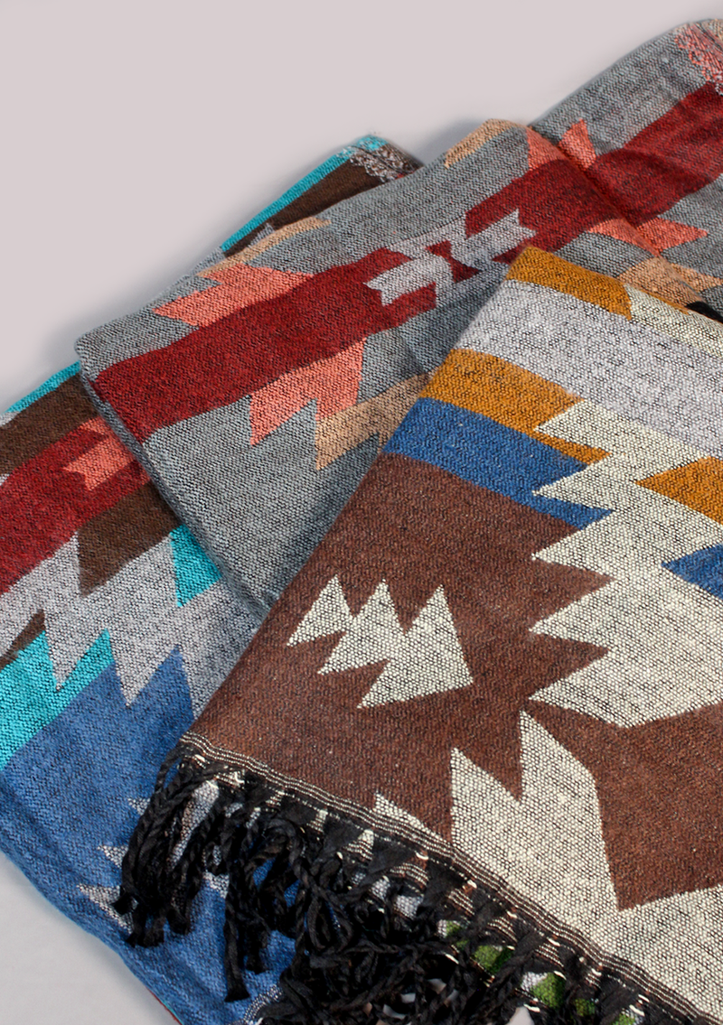 Handloomed Himalayan Geometric Motif Pattern Shawl