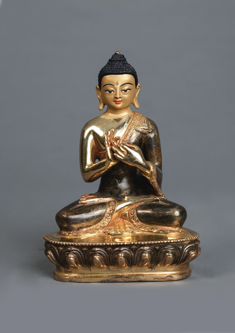 Handcrafted Partly Gold Plated Vairocana Buddha Statue 5.5" – Tibetan Buddhist Art