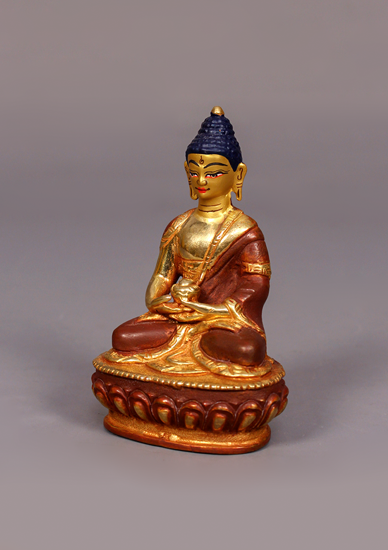 Partly Gold Plated Amitabha Buddha Statue 4"H
