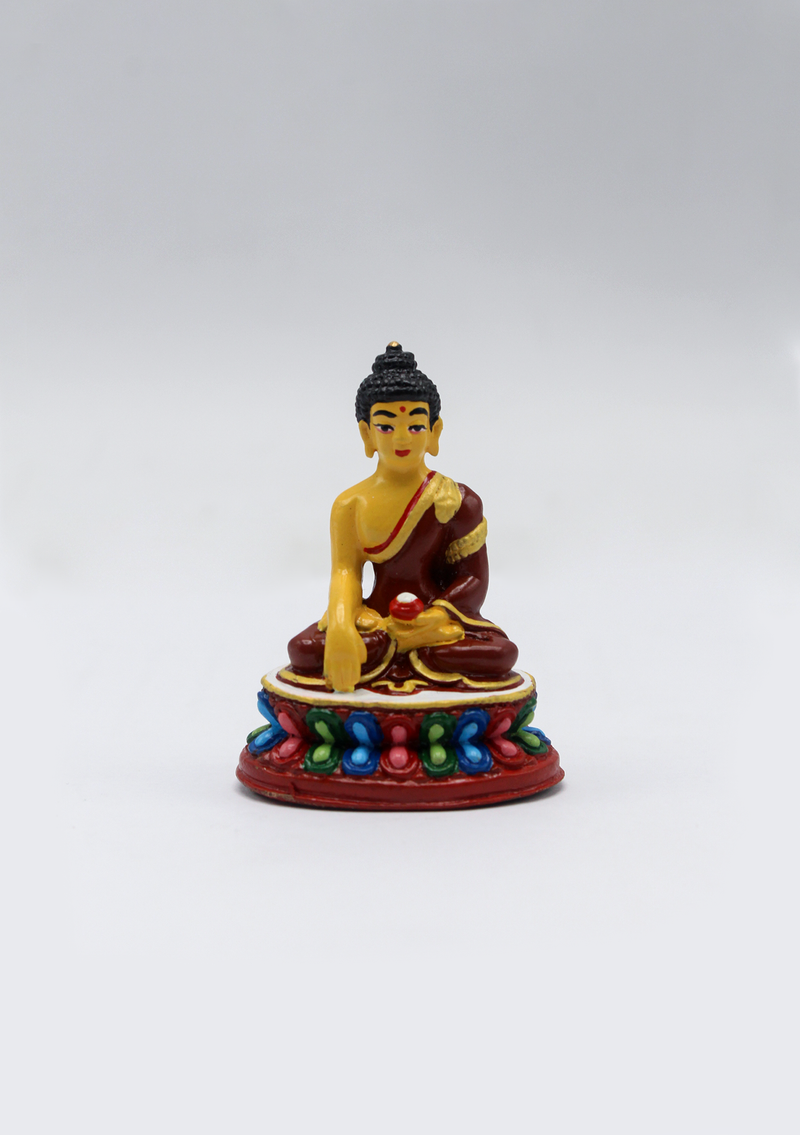 Hand Painted Copper Shakyamuni Buddha Statue 2"H