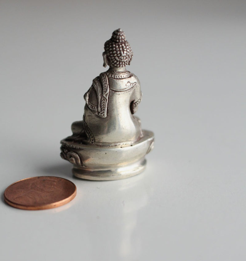 Tiny Ratnasambhava Silver Statue 4cm