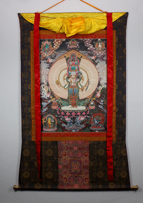 Thousand Armed Avalokiteshvara Khadi Brocade Thangka Painting