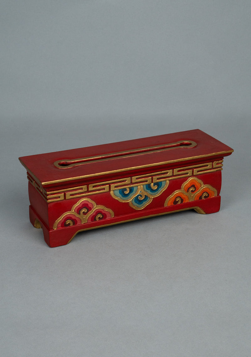 Handpainted Tibetan Motif Pattern Wooden Incense Burner