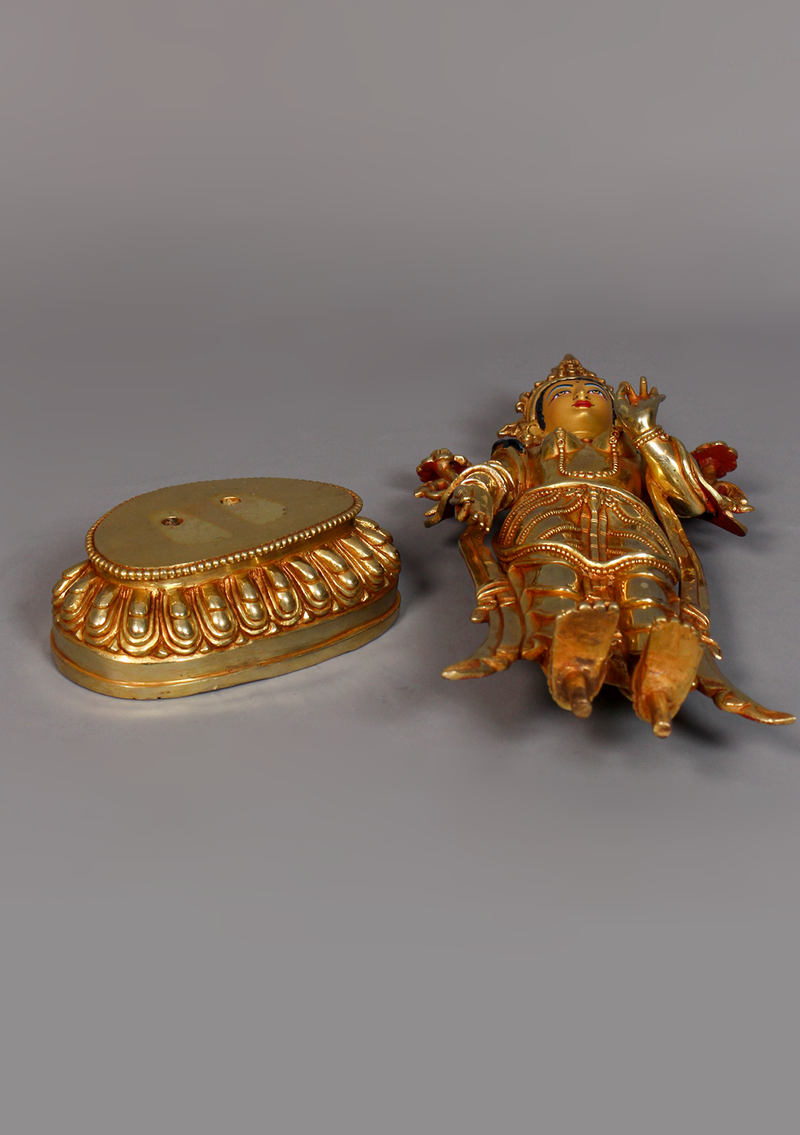 Fully Gold Plated Standing Tara Statue 13" H