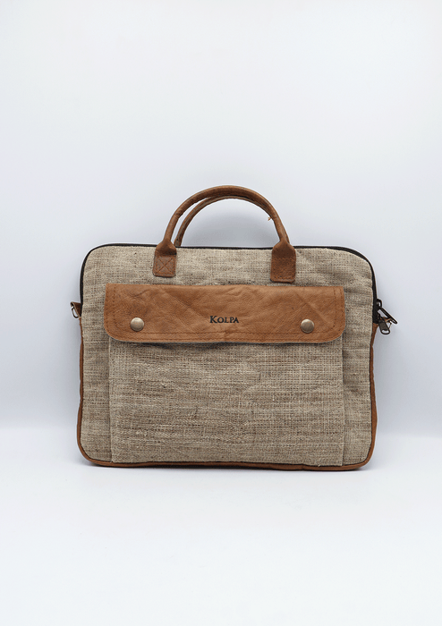 Handcrafted Nettle with Leather Dolpa Laptop Bag SINGLE PIECE