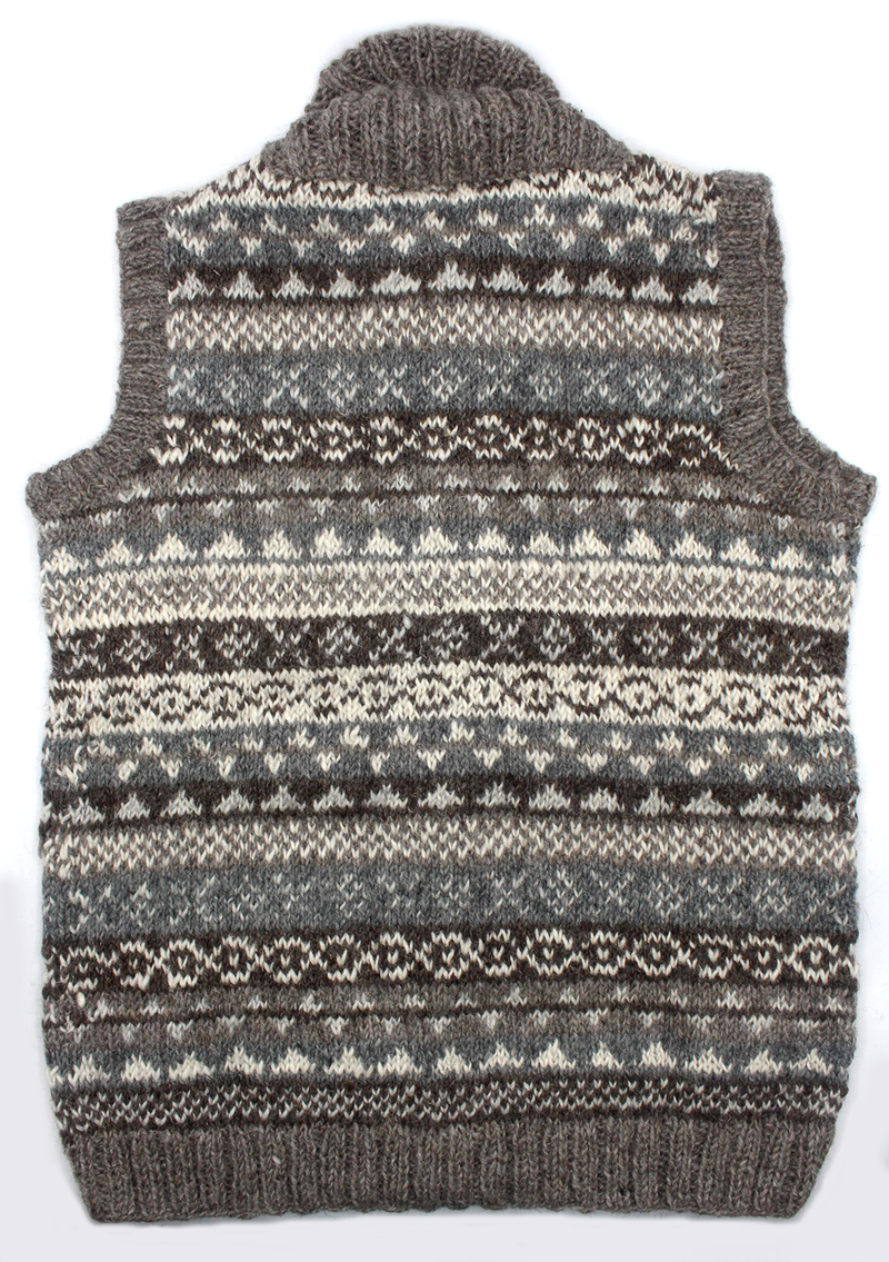 Natural Grey Handknitted Women's Cardigan Sweater Vest