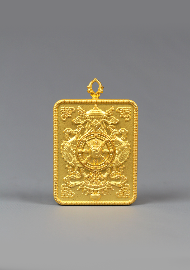 Hand Painted Mini Green Tara Amulet Pendant Gold