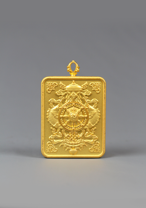 Hand Painted Mini Green Tara Amulet Pendant Gold