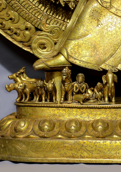 Mastercrafted 24 K Gold Sitatapatra or Dukkar Statue 51"H